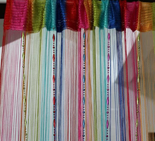 KIDEXO 100 * 200 cm Perlenvorhang Glitter Crystal Quaste String Line Türvorhänge Fenster Raumteiler Dekorative Tüllvorhänge für Zimmer-Multi,100x200cm