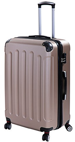 INVIDA Glüückskind Luxus Hartschalen Koffer Trolley ABS mit 4 Zwillingsrollen in Rose Gold Größe: M