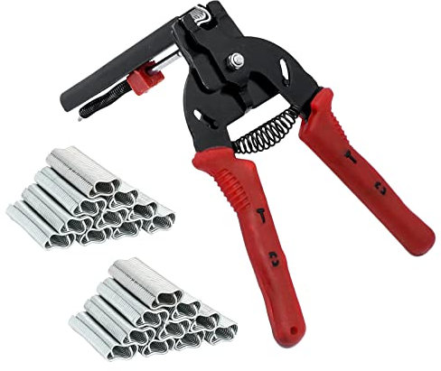 MOGOULUA Hog Juego de Alicates para Jaula de Mascotas 1200 unidades Pinzas para Cercas Anillos de Clip Pinzas Automáticas para Colchones Sofás Vallas Jaulas para Herramienta de Instalación(rojo)