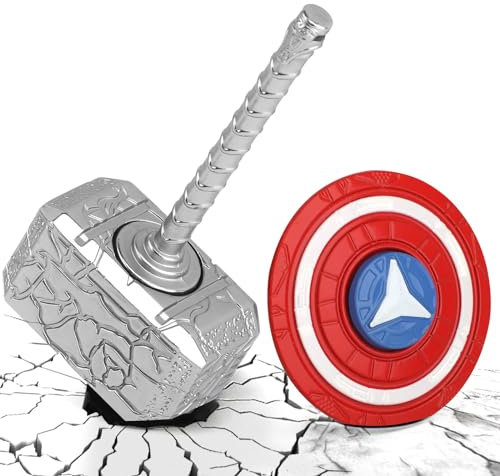 Hammer Fidget Spinner für Kinder Erwachsene, Fingertip Gyro Spielzeug, Metall 2 in 1 transformierbarer Schlüsselanhänger, Infinity Cube Geschenk für Anti Angst (2-Pack)