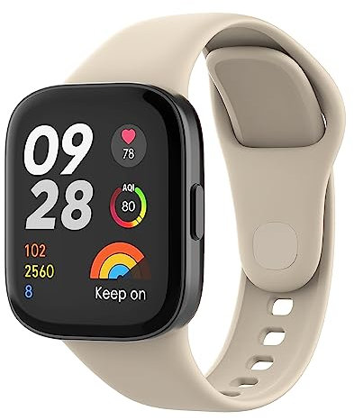MoKo Bracelet de Montre Compatible avec Xiaomi Redmi Watch 3, Bracelet Sport de Remplacement en Silicone Souple pour Hommes Femmes, Ivoire