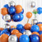 Blue and Burnt Orange Balloons, 12 inches Navy Blue Dusty Orange Silver Balloons Set with Metallic Silver Balloons, Space Balloons Royal Blue Deep Dark Blue Balloons for Kids Boys Birthday Party Deco