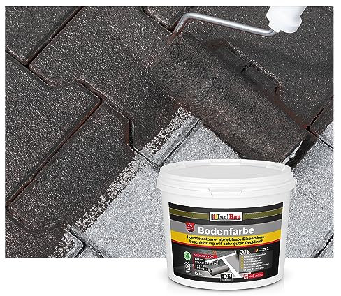Isolbau Peinture de sol, 12 kg, pour sol et béton, pour cave, garage, atelier, revêtement de sol imperméable pour intérieur et extérieur, noir (RAL)