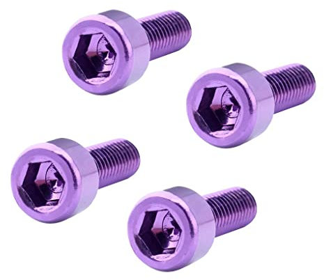 Qianly Hochwertige Aluminiumlegierungs Schrauben für Fahrrad Flaschenhalter - 4er Set, Lila