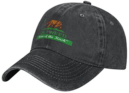 RFSHOP Cali Weed Baseballkappe, kalifornische Republik, gewaschene Baumwolle, Trucker-Hüte, Vintage-Stil, verstellbar, für Männer und Frauen, Schwarz, #267, One size