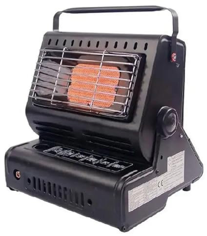 YHUEGH 2 in 1 Portable Gas Heater Camping Stove, Portable Stainless Steel Stove Butane Heater Adjustable Angle for Ice Fishing Backpacking Hiking Hunting Survival Emergency