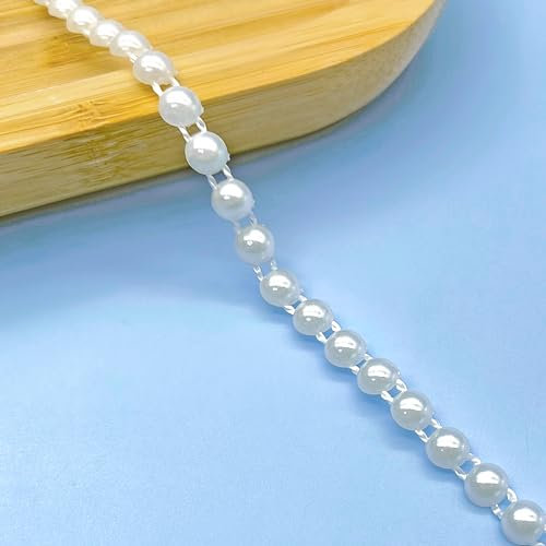 XCSJ 5 Yards Spitzenband Mit Perlen Perlenband Vintage 0.6 cm Breit Geschenkband Mit Perlen Weiß Spitzenband für DIY Handwerk, Blumenkorb, Scrapbooking, Geschenkbox, Hochzeit Deko (Weiß A)