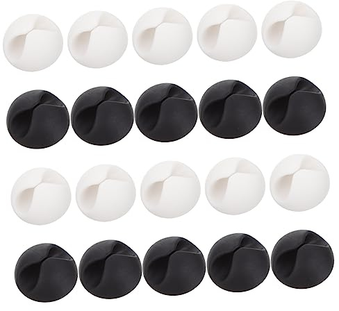 DOITOOL 20pcs Cable Manager Cable Clips White TPR Desktop Data Line Clip Cord Organizer for Appliances