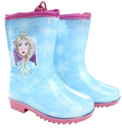 Disney Frozen ELSA e Anna Frozen Stivali da pioggia Regina di Ghiaccio Asilo Pioggia Stivaletti per Ragazze Impermeabile Suola Antiscivolo Coulisse, Colore: rosa., 24 EU