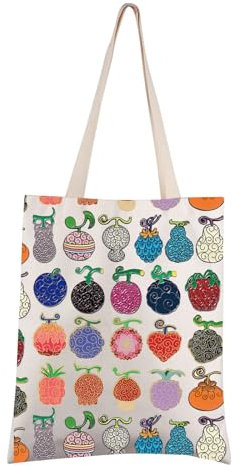 FEELMEM Anime Inspired Gift Funny Devil Fruit Tote Bag Anime Fan Shopping Bag Gift for Anime Cartoon Cosplay Lover