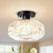 APOTO Semi Flush Ceiling Lights, Black Globe Glass Shade Modern Ceiling Lighting, Kitchen Hallway Bathroom Bedroom Lights Ceiling, Indoor Light Fittings Ceilings for Hall, Bulb Not Included