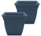 The HC Companies Eclipse Lot de 2 Pots de Fleurs carrés avec Soucoupe pour intérieur et extérieur pour Fleurs, légumes, Herbes aromatiques, Bleu Ardoise