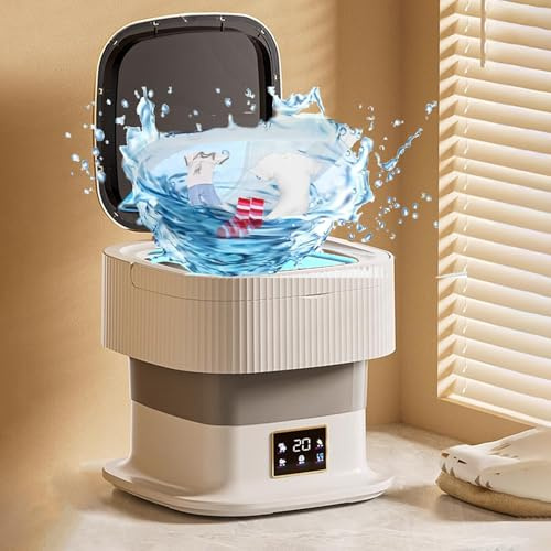 Mini Portable Washing Machine , 18L Upgraded Large Capacity Foldable Washer, Small Washing Machine, Travel Washing Machine, Deep Cleaning of Underwear,baby Clothes,for Apartments,Dorm,Camping(Gray)