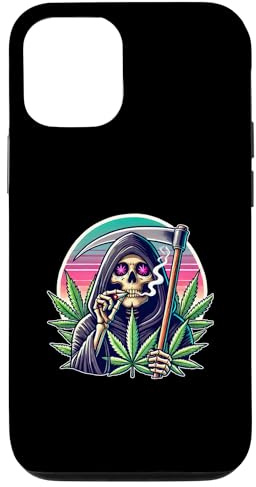 Hülle für iPhone 14 Pro Sensenmann Kiffer Marihuana Blätter