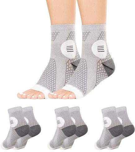 Zimoer Calcetines Neuropatía, Calcetines Soporte Tobillo, 3 Pares de Calcetines Ortopédicos Mujer Hombre Grises, Calcetines Protector Tobillo para Deportes, Ciclismo, Carrera, Fitness