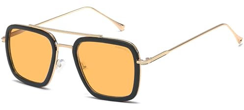 SHEEN KELLY Lunettes de soleil Hommes Femmes Rétro Pilote Carré Cadre en métal Rectangle Classique Mode Lunettes