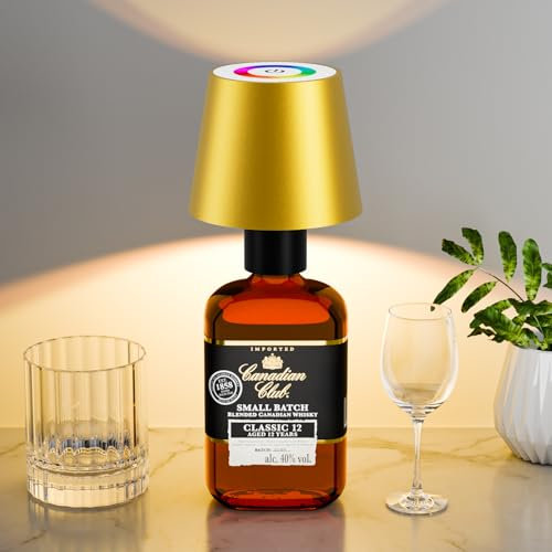 brightower LED Flaschenlampe mit RGB,5200mAh Touch Kabellose Flaschenleucht, IP54 stufenloses Dimmen Tischlampe für Restaurants im Innen- und Außenbereich, Bars, Schlafzimmer&Camping (Gold)