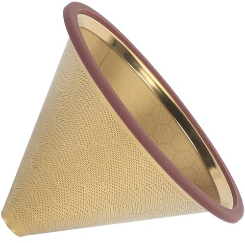 Compatible for Hario V60 & Chemex Pour Over Coffee Filters -MISETTO Reusable Stainless Steel - Best Coffee Maker and Bar Accessories (Gold)