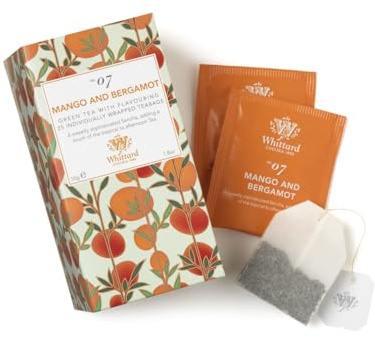 Whittard® | Tè Verde Aroma Mango Bergamotto - 1 x 25 Filtri | Tè Verde Sapore Dolce e Fruttato in Bustine