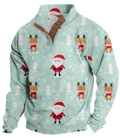 Weihnachtspullover Herren Lustig Weihnachtsdruck Winter Pullover Langarmshirt Strickpulli Ugly Christmas Sweater Personalisiert Weihnachtsoutfit Große Größen Casual Christmas Sweater