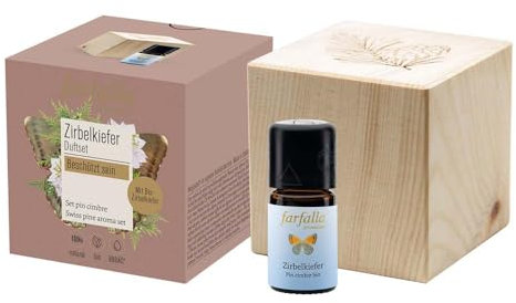 Farfalla Set, Zirbelkiefer & Holzkubus, Beschützt Sein