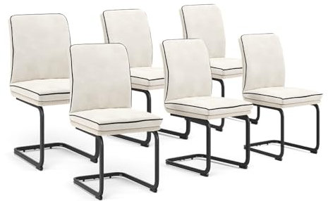 Vicco Freischwinger Eleganza, Küchenstuhl, Beige, 6er Set