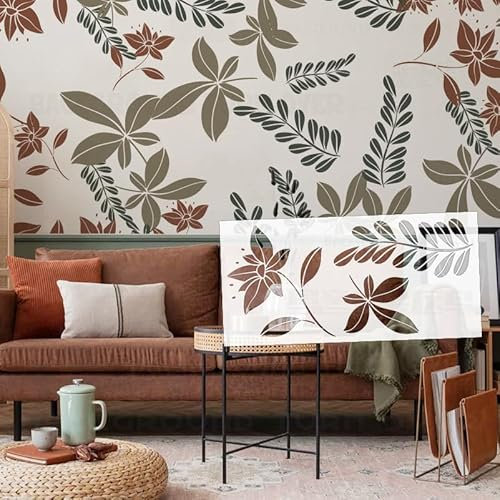 Blattgras-Blumenschablonen für Wände, Vorlagen zum Bemalen, Dekorieren an der Wanddekoration, groß für Gips, dekorative Vorlage, wiederverwendbare Farben, 112 cm, S563