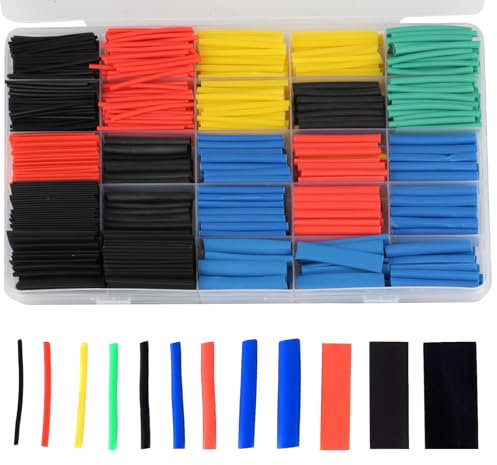 800 Pcs Heat Shrink Tubing Kit, 2:1 Ratio Heat Shrink Sleeving Tubes, Electric Insulation Electrical Cable Wire Wrap Sleeve for Fixing & Protecting Workshop Hand Tools(12 Sizes in 5 Colors)