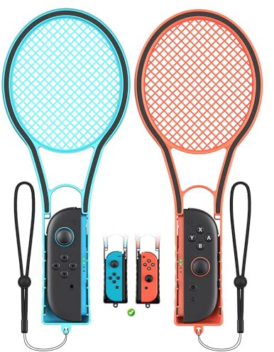 Tennisschläger für Nintendo Switch 2 für JoyCon,Hand Griffe kompatibel mit Switch 2/OLED/Switch 1 Griff Griffhalter für Mario Tennis Aces Sportspiel Zubehör mit Hand Staps-2 Packs