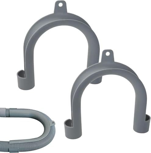 2Pcs Gray Plastic U-Shape Washing Machine Drain Hose Holder - Secure & Organize Drain Hose, 2 Pack
