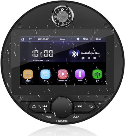 Lettore Stereo Marino Aggiornato con CarPlay e Android, Radio Nautica | per Barca BT5.0 Wireless con Display da 7 impermeabile, Riproduzione di Film per Barche Marino Camper Auto