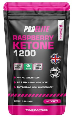 Raspberry Ketone 1200mg 90 Vegan Tablets | High Strength Vegan Formula for Weight Management & Metabolism Support – Natural Supplement for Men & Women by PROELITE