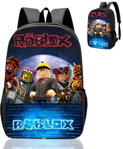 Roblx Backpack School Bag Boys Teen- Anime School Rucksack with Adjustable Shoulder Straps, 3d Printed Book Bags, Children's Schoolbag Waterproof Backpack for 3-12 Years Gamers Gifts Hiking Travel