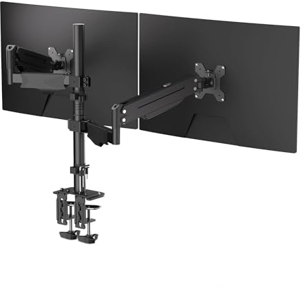 suptek Dual Monitor Mount for Most 13 to 32 inch Screens, Gas Springs Adjustment Monitor Desk Mount Stand with Clamp, MD8822