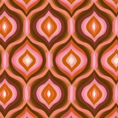 DERUINVAIO Self Adhesive Feature Removable 70s Retro Seamless Orange Brown Pink Beige 60s 70s Peel and Stick Vinyl Wallpaper Roll, Sticky Lining Paper for Bedroom, Living Room, Kitchen Walls