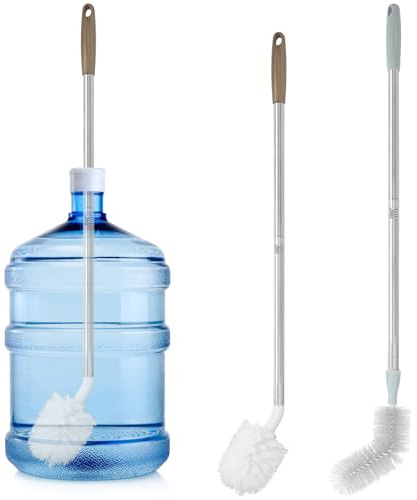 2 Pcs Gallon Jug Cleaner Brush with Long Stainless Steel Handle Buckets Kettle Water Bottle Brushes for Cleaning Portable 1-5 Gallon Water Jug Dispenser Kit Cleaner Bottle Washer Tools