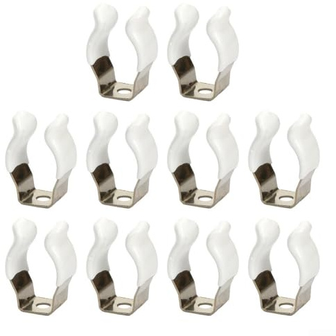 Bulevisiter Feder-Frottee-Clip, offene Art, robuste Werkzeugklammern für Werkzeuge, Besen, Bürsten, Rechen, Edelstahl mit Gummigriff für Garagen, Schuppen, Schränke, Terrassen (20 mm), 10 Stück