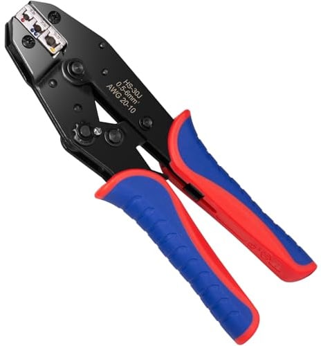 Pinza crimpatrice per capicorda isolata, adatta per 0,5-6 mm², pinza crimpatrice capicorda con funzione a cricchetto, pinza capicorda ideale per lavori elettrici, progetti fai da te