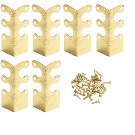 Metal Corner Protectors 6 Pcs for Baseboards and Skirting Boards with Vintage Style Suitable for High Traffic Areas (Gold 6pcs)