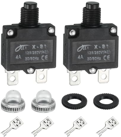 QUARKZMAN 2Pcs Disjoncteurs Thermiques 4A 125/250V Ac,32V Dc x-B1 | Disjoncteur De Protection Contre Les Surcharges À Réarmement Manuel Avec Capuchons Étanches