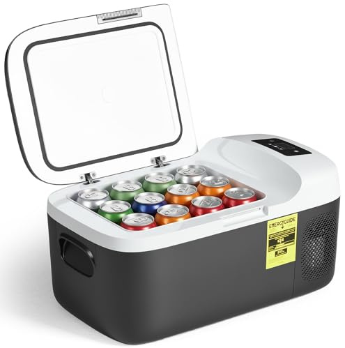 OLIXIS - Refrigerador portátil para coche, refrigerador eléctrico de una sola zona de 17 litros para vehículos, congelador de 15,6 °F a 66,5 °F con control inteligente a través de Bluetooth con