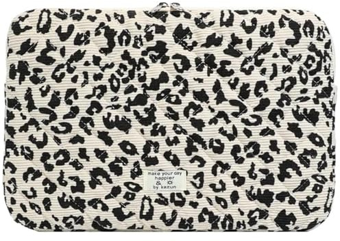 RuiDay Housse Ordinateur 13-14 Pouces, Pochette Matelassé Leopard | Compatible avec MacBook Air 13/Pro 13/Pro 14 M5 M4 M3 M2 M1, Macbook Neo 2026