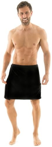 CelinaTex Malaga Saunakilt Herren L/XL schwarz Mikrofaser Sauna Kilt Coral Fleece Saunamantel Saunatuch