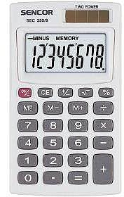 Sencor SEC 255/8 Taschenrechner, Großes 8-stelliges LCD-Display, Wurzelberechnung, Prozentrechnung, Unabhängiger Speicher, calculator, weiss