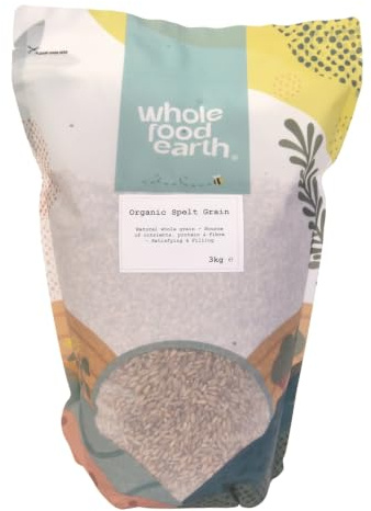 Wholefood Earth Organic Spelt Grain – 3 kg | GMO Free | Vegan | High Fibre | Certified Organic