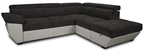 Mivano Schlafsofa Speedway / Eckcouch mit Bettfunktion, Stauraum und verstellbaren Kopfstützen / 262 x 79 x 224 / Zweifarbig: dunkelbraun/beige
