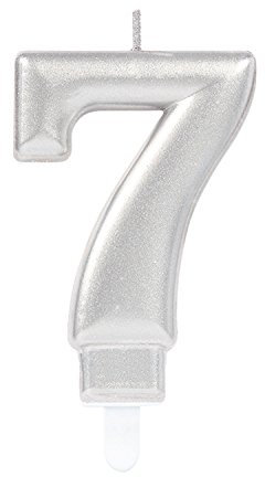 (PKT) Adult Metallic Silver Candle Number 7