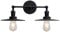 Phansthy Wandleuchte,2 Flaming,Metall-Schirm,Vintage Industrie Loft-Wandlampe,Antik Deko Design,Landhausstil,E27,Wandbeleuchtung,Küchenwandleuchte(Schwarz Farbe)
