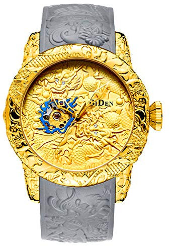 Automatische Armbanduhr für Herren, 3D-Gravur, wasserdicht, großes Zifferblatt, Sport-Armbanduhr, Automatisches Gold, 50mm, Mechanische, selbstaufziehende, automatische Uhr