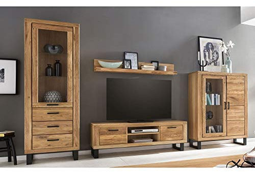 Wohnwand Wohnzimmer-Set 4tlg. Klara Eiche geölt Teilmassiv NEU/OVP